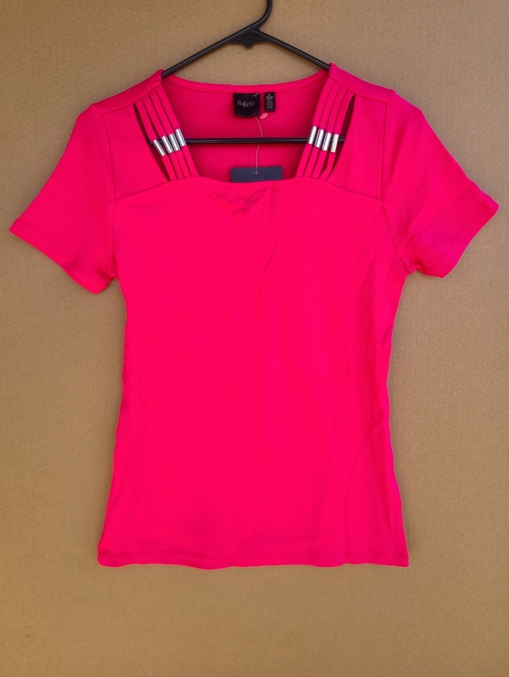 Rafaella Hot Pink Short Sleeve Top with Decorative Straps